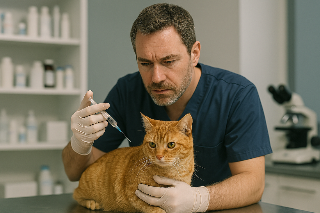 Tierarzt impft Katze - Katzenimpfungen in der Tierarztpraxis Animova